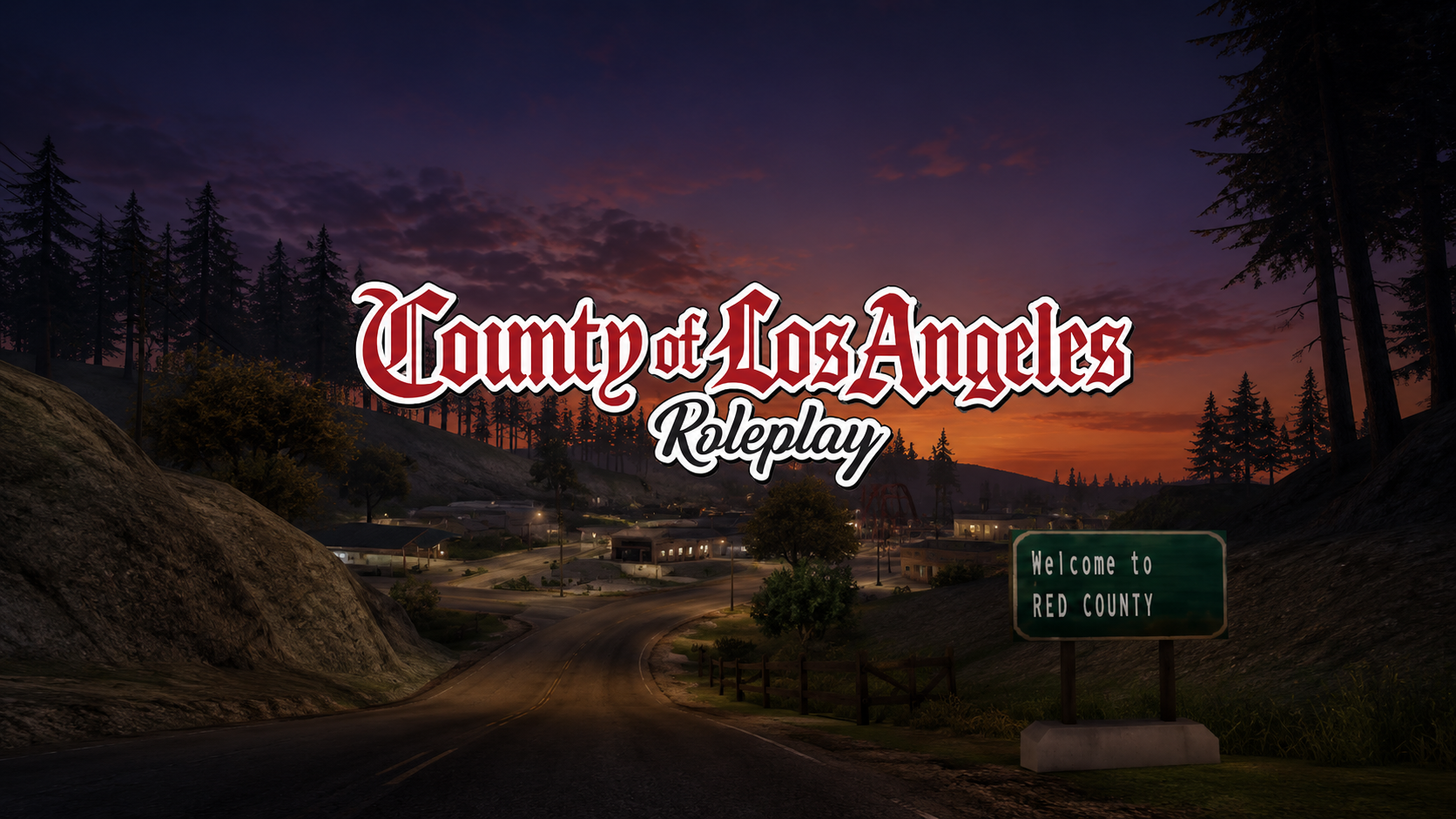 County of Los Angeles branded Red County dusk scene
